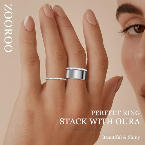 ZOOROO 2-Pack 14K Gold Plated Stacking Rings for Oura Ring Gen 4/Oura Ring Gen 3, Cubic Zirconia Simulated Diamond Oura Stack Rings for Women - Image 5