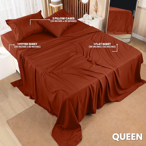 Utopia Bedding Queen Bed Sheets Set - 4 Piece Bedding - Brushed Microfiber - Shrinkage and Fade Resistant - Easy Care (Queen, Terracotta Orange) - Image 2