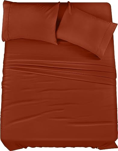 Utopia Bedding Queen Bed Sheets Set - 4 Piece Bedding - Brushed Microfiber - Shrinkage and Fade Resistant - Easy Care (Queen, Terracotta Orange) - Image 1
