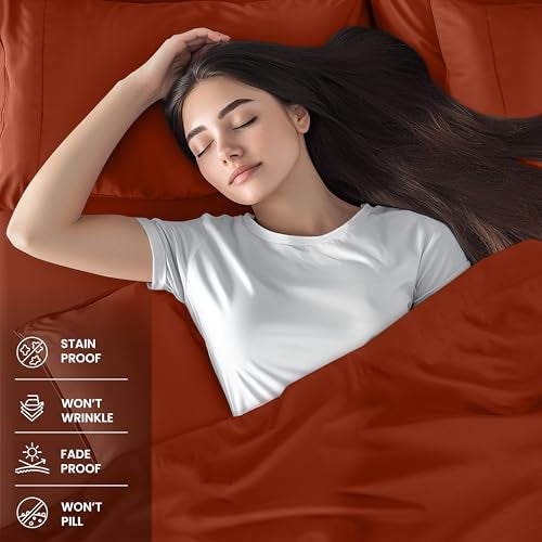 Utopia Bedding Queen Bed Sheets Set - 4 Piece Bedding - Brushed Microfiber - Shrinkage and Fade Resistant - Easy Care (Queen, Terracotta Orange) - Image 4