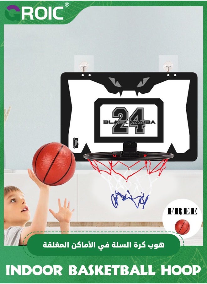 GROIC Basketball Hoop, Indoor Mini Basketball Hoop Set for Kids 15.8*10.2 Inch, Over The Door Basketball Hoop with Sturdy Backboard, 90° Foldable Flex Rim, Wall Mount, Net, Ball and Pump  - Image 2