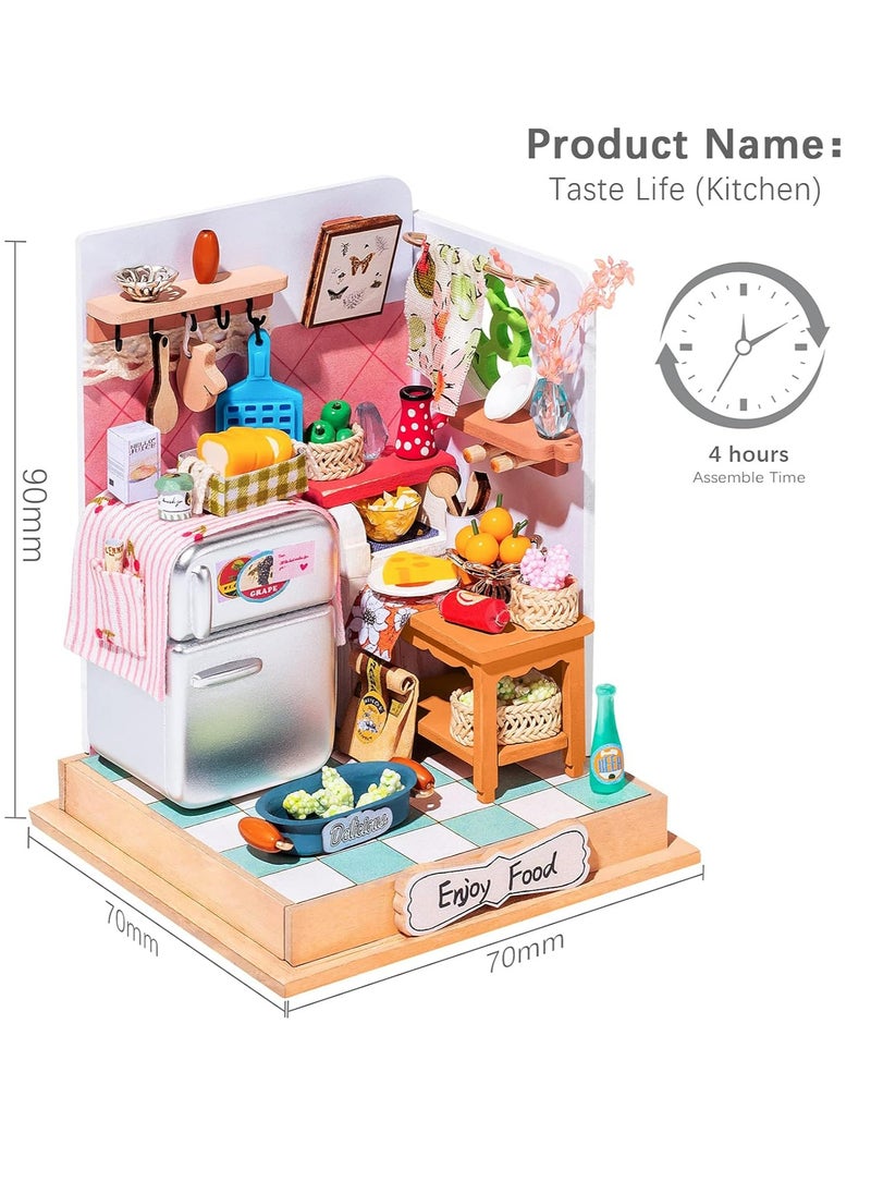 Robotime Rolife Kitchen Set Taste Life DS015 3D Wooden Puzzle DIY Miniature Furniture Dollhouse Kit Unique Home Decor Birthday Gifts for Teens or Adults  - Image 5