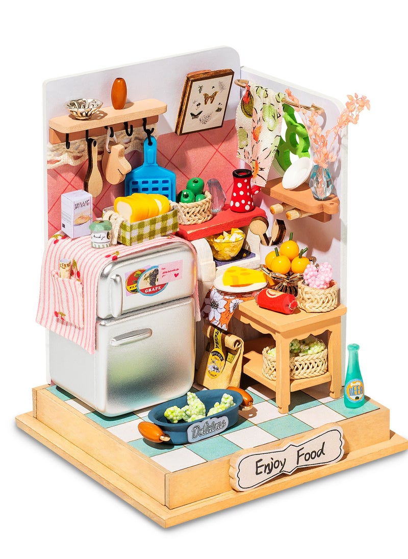 Robotime Rolife Kitchen Set Taste Life DS015 3D Wooden Puzzle DIY Miniature Furniture Dollhouse Kit Unique Home Decor Birthday Gifts for Teens or Adults  - Image 1