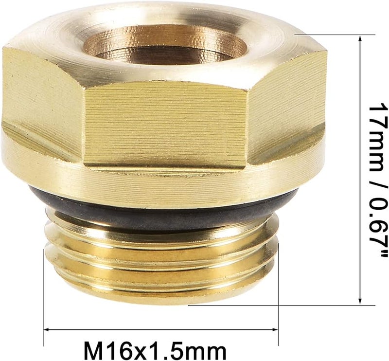 Brass M16x1 5mm Male Threaded Oil Level Sight Glass Gauge with O Ring 2 Pcs Yellow - Image 3