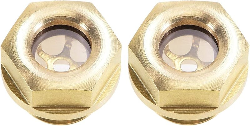 Brass M16x1 5mm Male Threaded Oil Level Sight Glass Gauge with O Ring 2 Pcs Yellow - Image 1