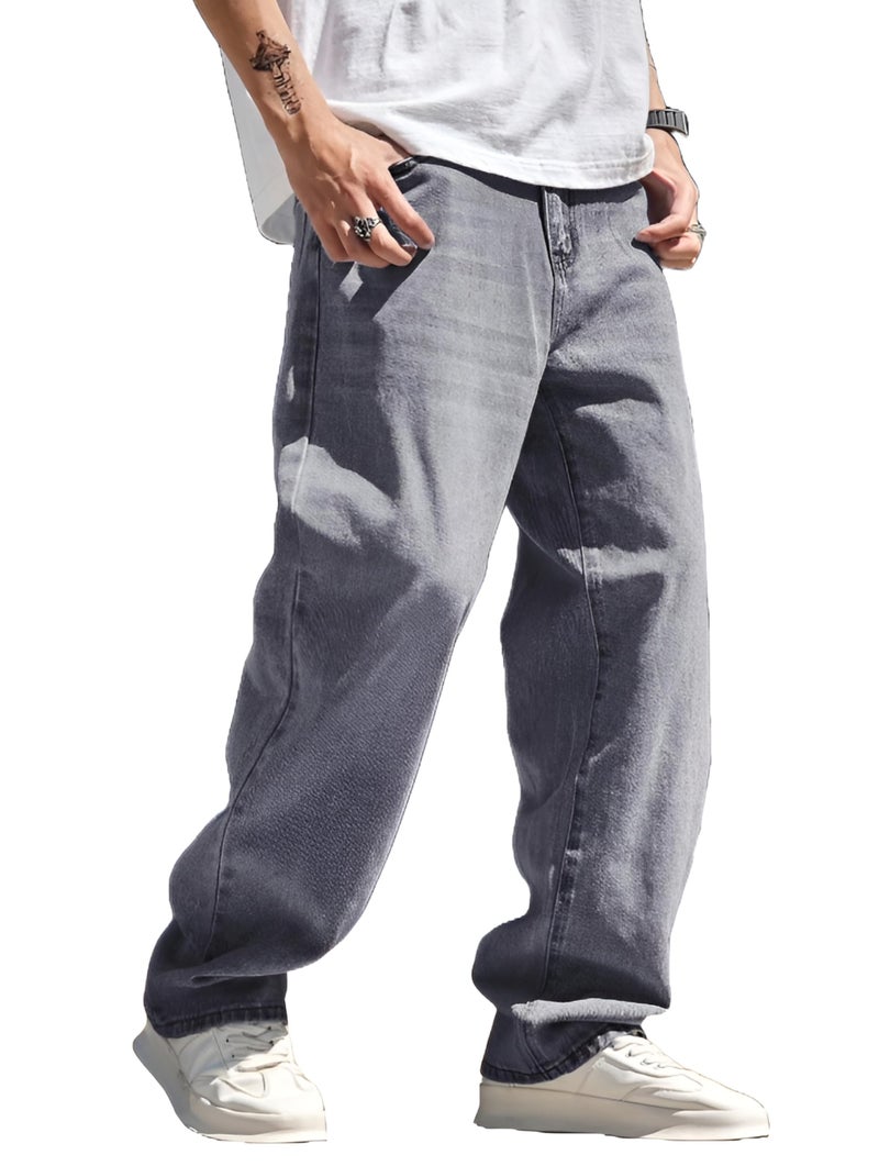 Ben Martin Grey Men Jeans || Baggy Fit Jean's for Man || Loose Fit High Rise Denim || Stretchable Casual Wear Jean,s || Dance Rap Rapping Style Pant for Men || Denim Cotton Jeans 32 (0) - Image 1