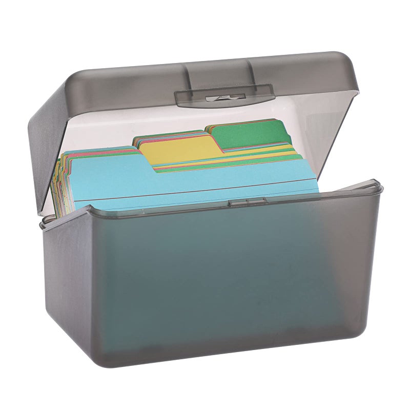 BTSKY 1 Pack 4 x 6 inch Index Card Box-Index Card Holder Notecard Box Recipe Card Box Plastic Storage Organizer for Filling Index Cards,Note cards, Flashcards, Recipes and etc,Grey - Image 1