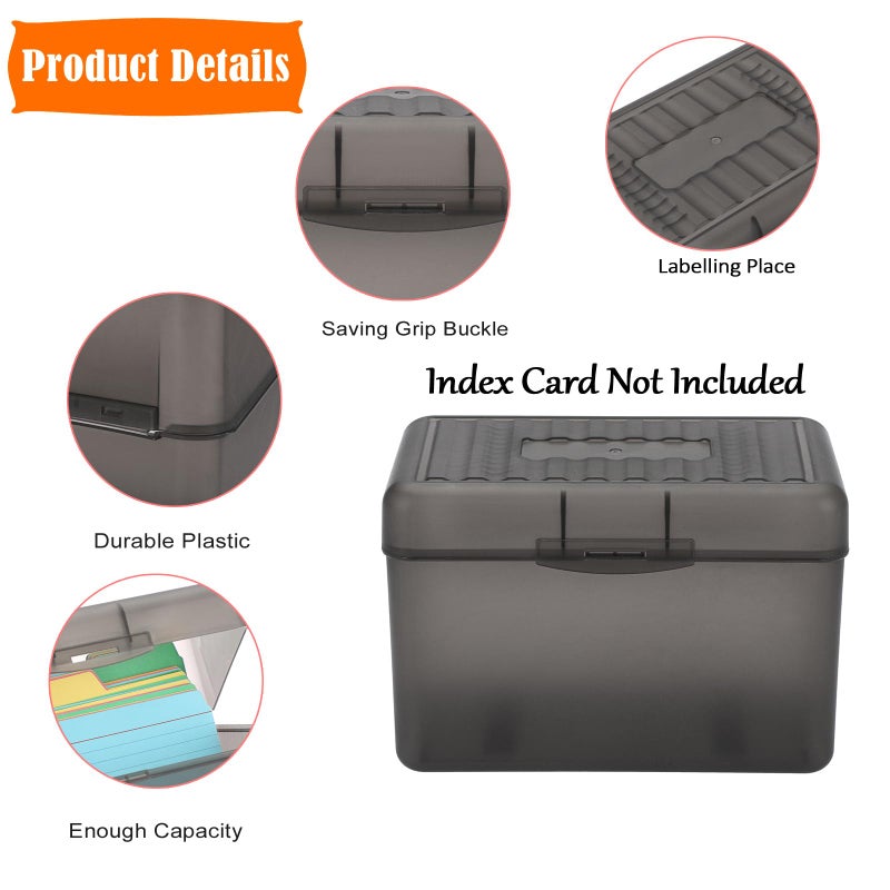 BTSKY 1 Pack 4 x 6 inch Index Card Box-Index Card Holder Notecard Box Recipe Card Box Plastic Storage Organizer for Filling Index Cards,Note cards, Flashcards, Recipes and etc,Grey - Image 5