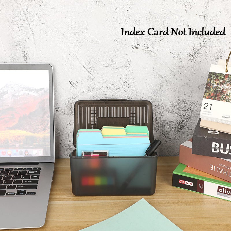 BTSKY 1 Pack 4 x 6 inch Index Card Box-Index Card Holder Notecard Box Recipe Card Box Plastic Storage Organizer for Filling Index Cards,Note cards, Flashcards, Recipes and etc,Grey - Image 2