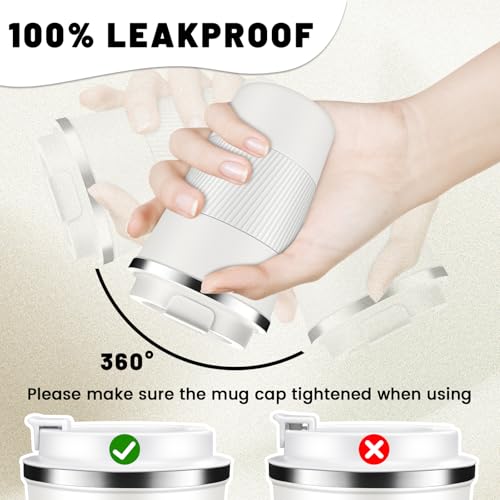 DUBUXW Insulated Coffee Tumblers with Flip Lid 12oz / 17oz, Stainless Steel Travel Coffee Mug Leak Proof, Vacuum Insulated Coffee Mug Reusable Cup, Keeps Cold and Hot for Coffee Tea - Image 3