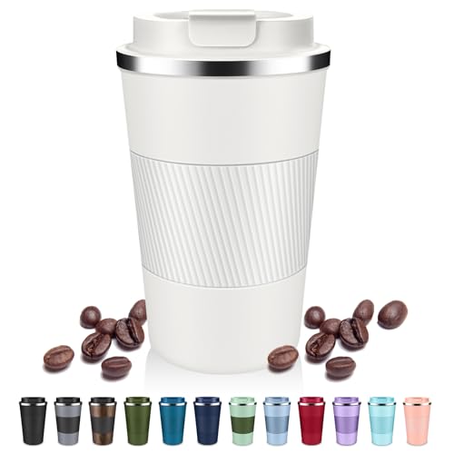 DUBUXW Insulated Coffee Tumblers with Flip Lid 12oz / 17oz, Stainless Steel Travel Coffee Mug Leak Proof, Vacuum Insulated Coffee Mug Reusable Cup, Keeps Cold and Hot for Coffee Tea - Image 1