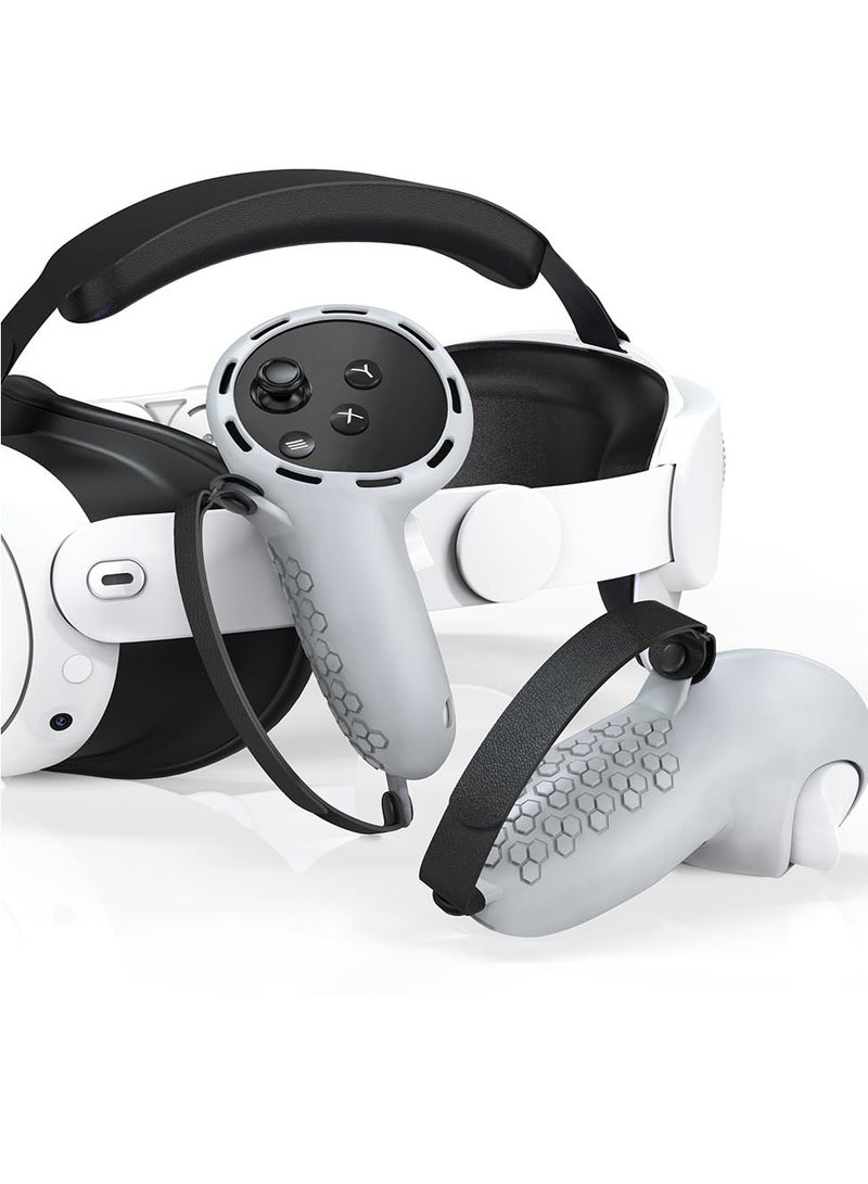 SYOSI Controller Grips for Oculus Quest 3 Comfortable Silicone Cover with Controller Hand Straps 2Pcs Rocker Cap and Joystick Protection Reserve Precise Hole Positions Grey - Image 5
