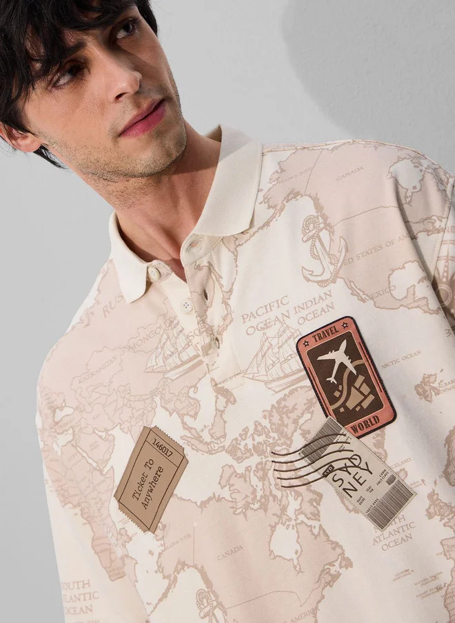ذا سوليد ستور The Souled Store Men's Oversized Fit Graphic Print Polo Shirt