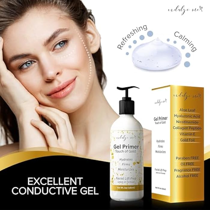 IndulgeMe Conductive Gel - Facial Hydrating Leave-On Gel Primer, Hyaluronic Acid, Collagen Peptide, Niacinamide, Vitamin E, Gold Foil - Image 5