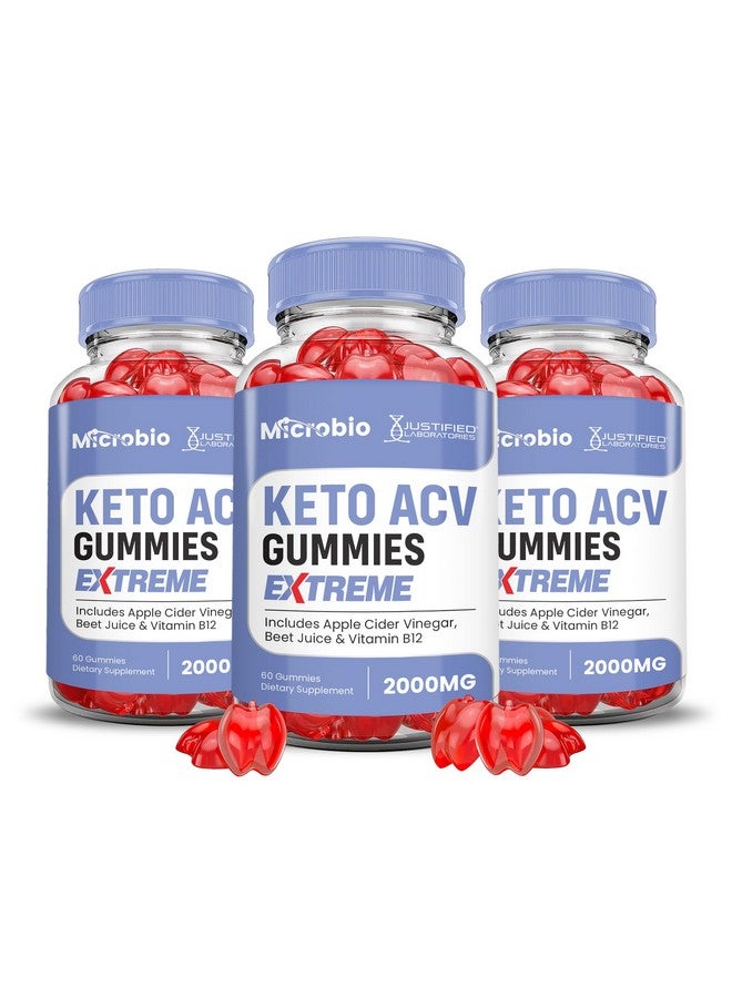 Justified Laboratories (3 عبوات) حلوى ميكروبيو كيتو ACV 2000 ملغ حلوى ميكرو بيولوجي كيتو بنكهة خل التفاح مصنوعة من مسحوق عصير الرمان والبنجر B12 نباتية غير معدلة وراثيًا 180 حلوى - Image 1
