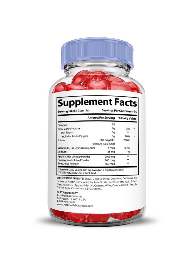 Justified Laboratories (3 عبوات) حلوى ميكروبيو كيتو ACV 2000 ملغ حلوى ميكرو بيولوجي كيتو بنكهة خل التفاح مصنوعة من مسحوق عصير الرمان والبنجر B12 نباتية غير معدلة وراثيًا 180 حلوى - Image 5