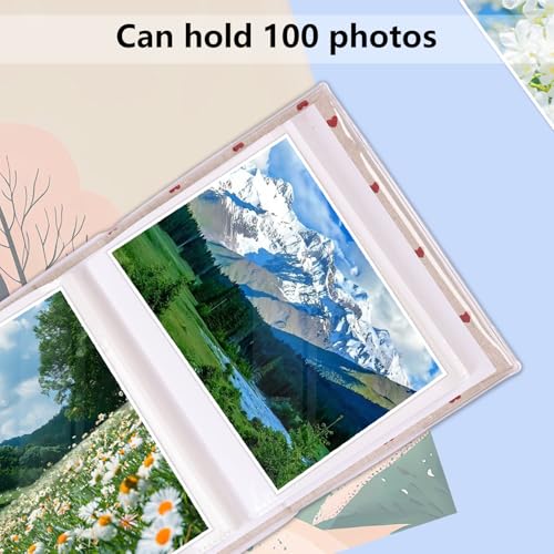 GINCEVHY Photo Album 100 Photos (4 x 6 Inch) - Portable Mini Linen Cover Scrapbook Album for Kids Birthday Family Wedding Anniversary Art & Craft Projects - Image 4