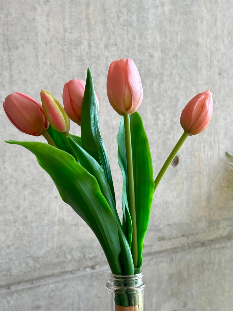 PAPERI Artificial Flowers for Vase – Decorative Home Décor for Living Room, Bedroom, Office Table, Centerpiece & Wedding Decoration (Pink Tulips) Pack of 5 Pcs - Image 4