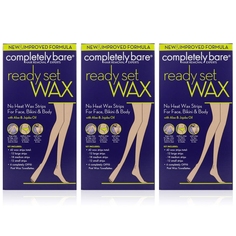 Completely Bare Hypo Allergenic Wax Strips For Face Bikini Body 50 ea Pack of 3 by Completely Bare