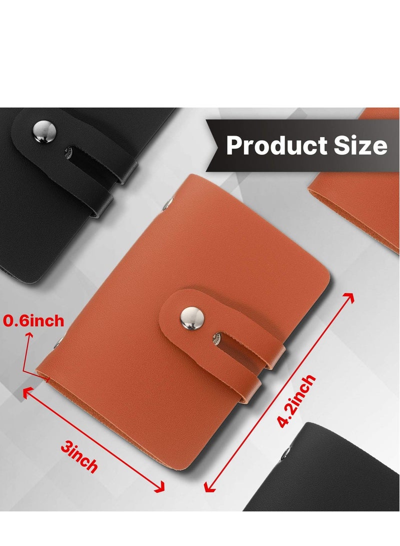 SYOSI RFID Credit Card Holder, 2 Pieces PU Leather Business Card Organizer with 24 Card Slots, Credit Card Protector for Managing Different Cards and Important Documents to Prevent Loss, Black, and Brown - Image 5