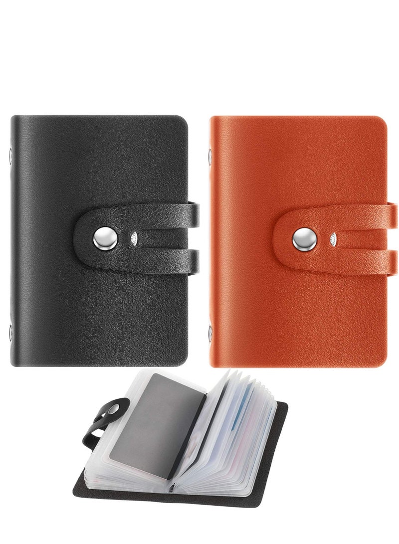 SYOSI RFID Credit Card Holder, 2 Pieces PU Leather Business Card Organizer with 24 Card Slots, Credit Card Protector for Managing Different Cards and Important Documents to Prevent Loss, Black, and Brown - Image 1