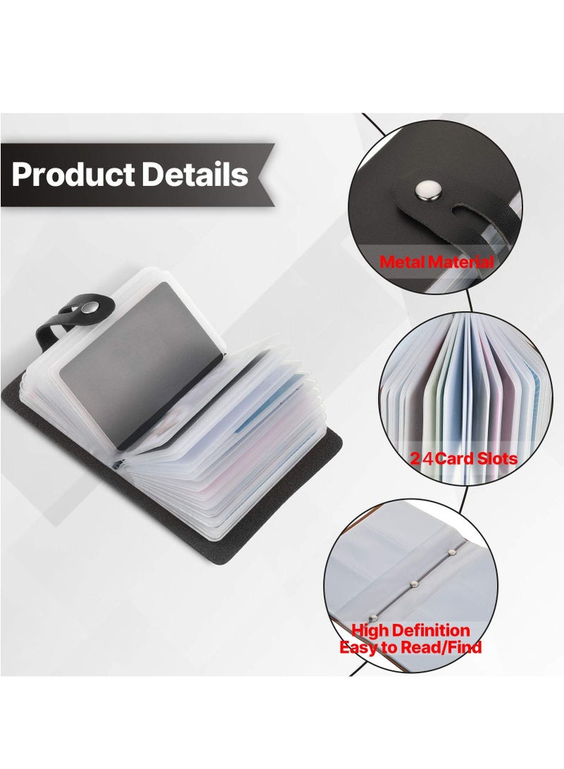 SYOSI RFID Credit Card Holder, 2 Pieces PU Leather Business Card Organizer with 24 Card Slots, Credit Card Protector for Managing Different Cards and Important Documents to Prevent Loss, Black, and Brown - Image 4