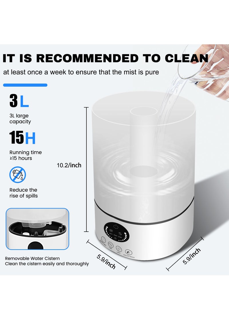 Necomi 3L Humidifier,Cool Mist Humidifier,Auto Shut Off,7 Color Night Light for Large Room Home,Auto Shut Off,For Bedroom Living Room Nursery  - Image 2