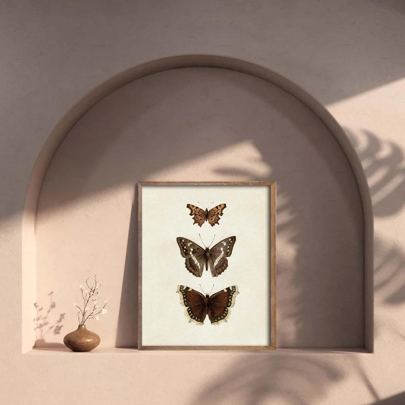 Kizbok Vintage Butterfly Wall Art Prints Decor Neutral Butterfly Sketch Canvas Prints Rustic Antique Butterfly Drawing Oil Painting, Butterfly Art Pictures for Bedroom, Farmhouse Wall Decor for Bathroom Home(8" x 10"-UNFRAMED) - Image 4