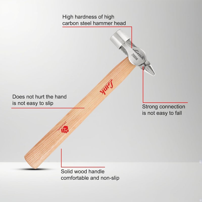 Link Prabal Cross Pien Hammer-200Gm Durable Forged Steel Head, Ashwood Wooden Handle with Non-Slip Grip For Home Industrial & Professional - Image 3