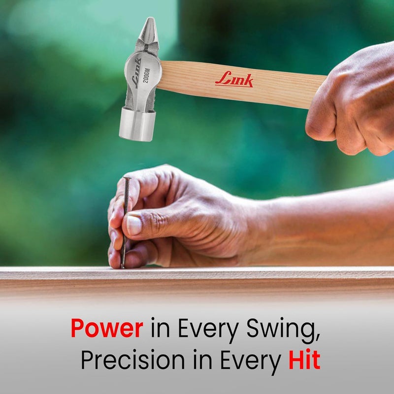 Link Prabal Cross Pien Hammer-200Gm Durable Forged Steel Head, Ashwood Wooden Handle with Non-Slip Grip For Home Industrial & Professional - Image 4