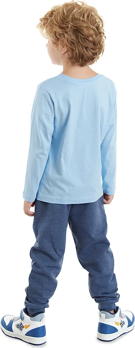 Denokids Helicopter Boy Blue T-Shirt Pants Set