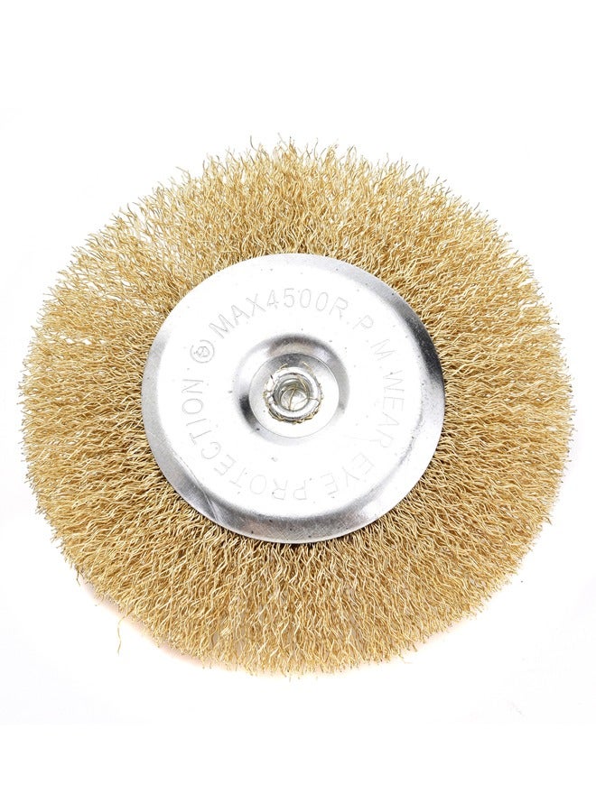 LAWAZIM Flat Wheel Wire Brush -4inch- Heavy-Duty Brass Wire Brush Attachment with Crimped Bristles for Power Tools Ideal for Rust Removal, Metal Cleaning, and Surface Preparation with Maximum 4500 RPM  - Image 2