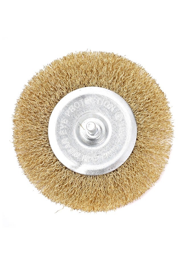 LAWAZIM Flat Wheel Wire Brush -4inch- Heavy-Duty Brass Wire Brush Attachment with Crimped Bristles for Power Tools Ideal for Rust Removal, Metal Cleaning, and Surface Preparation with Maximum 4500 RPM  - Image 3