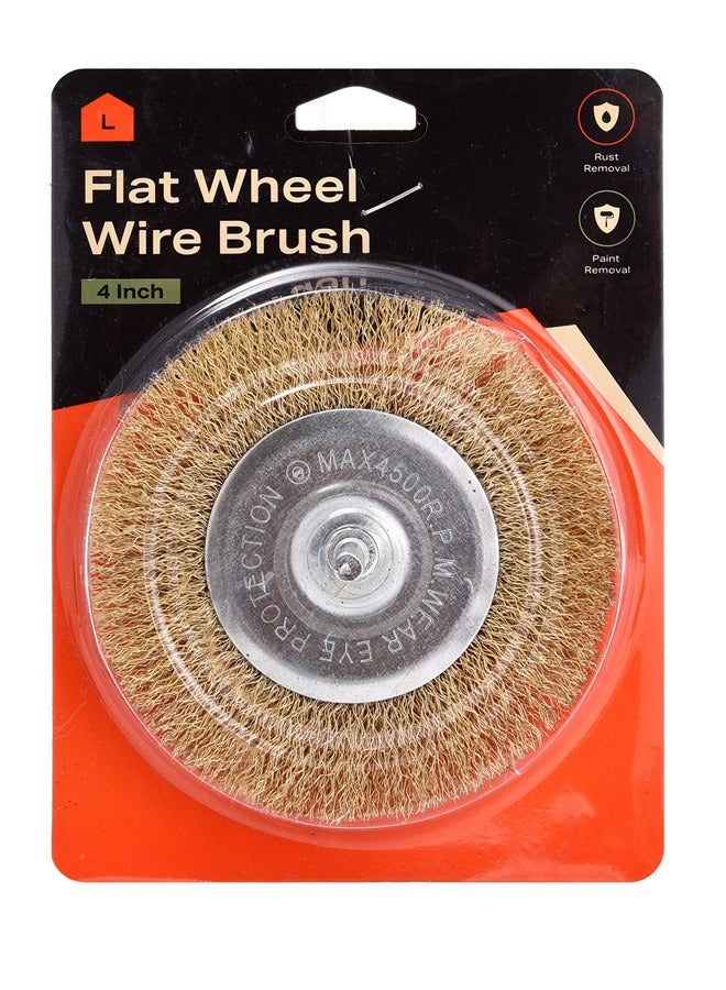 LAWAZIM Flat Wheel Wire Brush -4inch- Heavy-Duty Brass Wire Brush Attachment with Crimped Bristles for Power Tools Ideal for Rust Removal, Metal Cleaning, and Surface Preparation with Maximum 4500 RPM  - Image 5