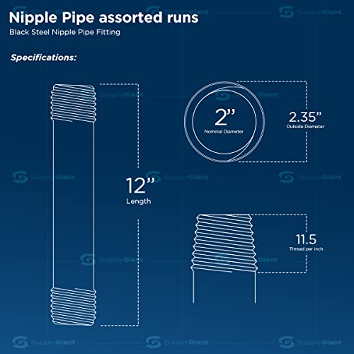 SUPPLYGIANT Everflow Supplies NPBL2012-5 Black Nipple Pipe - Image 2
