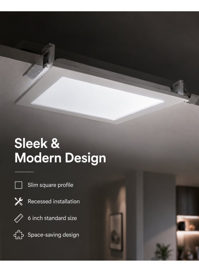 Ledvance LED Downlight 15W 6500K 6 Inch Slim Square Recessed Ceiling Light - Image 5