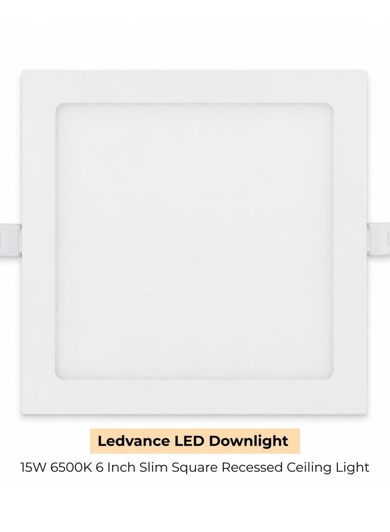 Ledvance LED Downlight 15W 6500K 6 Inch Slim Square Recessed Ceiling Light - Image 2