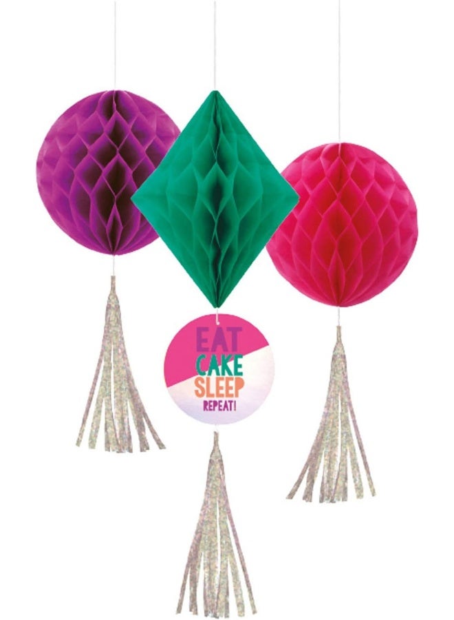 Amscan Young and Fab Honeycomb Decorations 3pcs