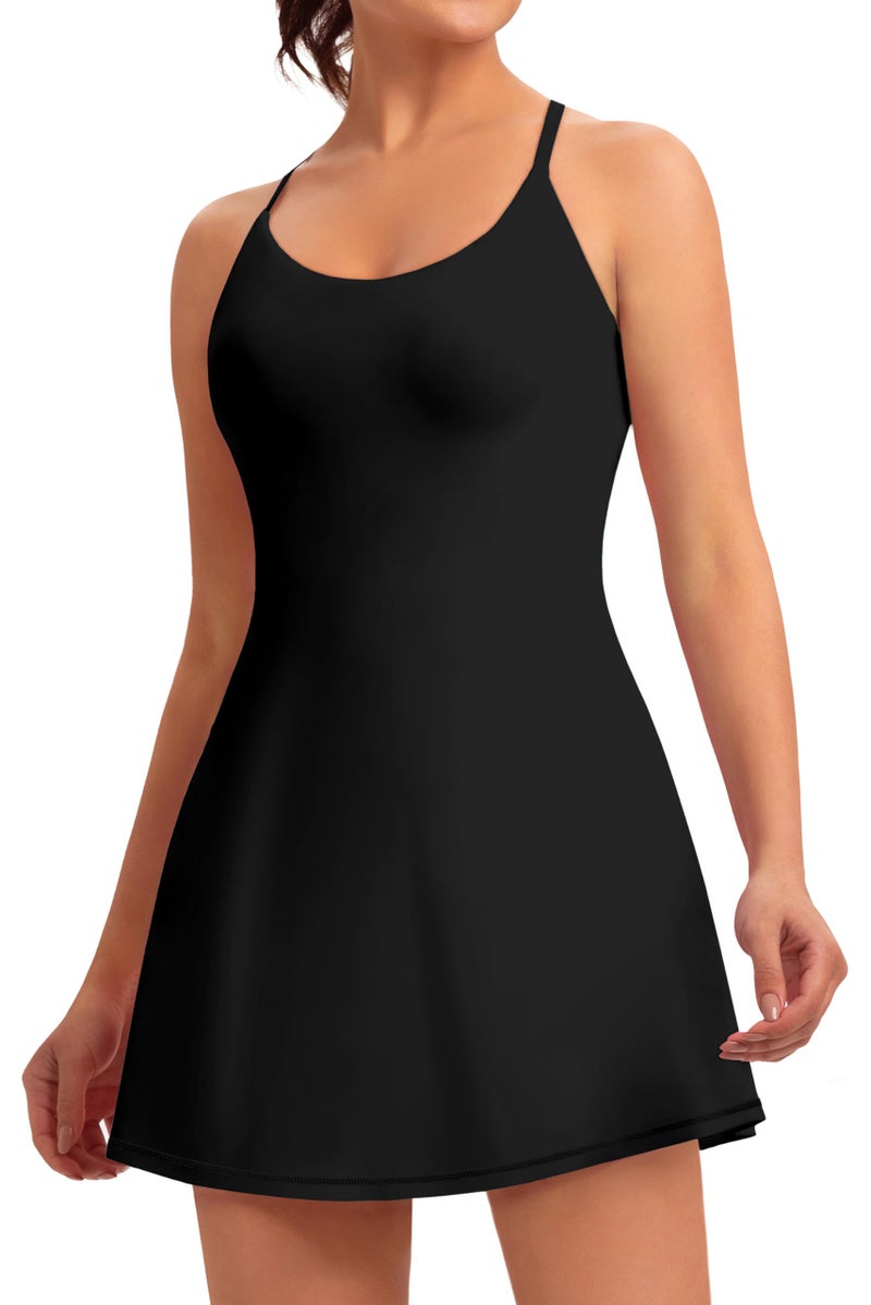 MIRITY Womens Easy Pee Tennis Dress with Built in Shorts and Pockets - Workout Athletic Golf Dresses - Image 1