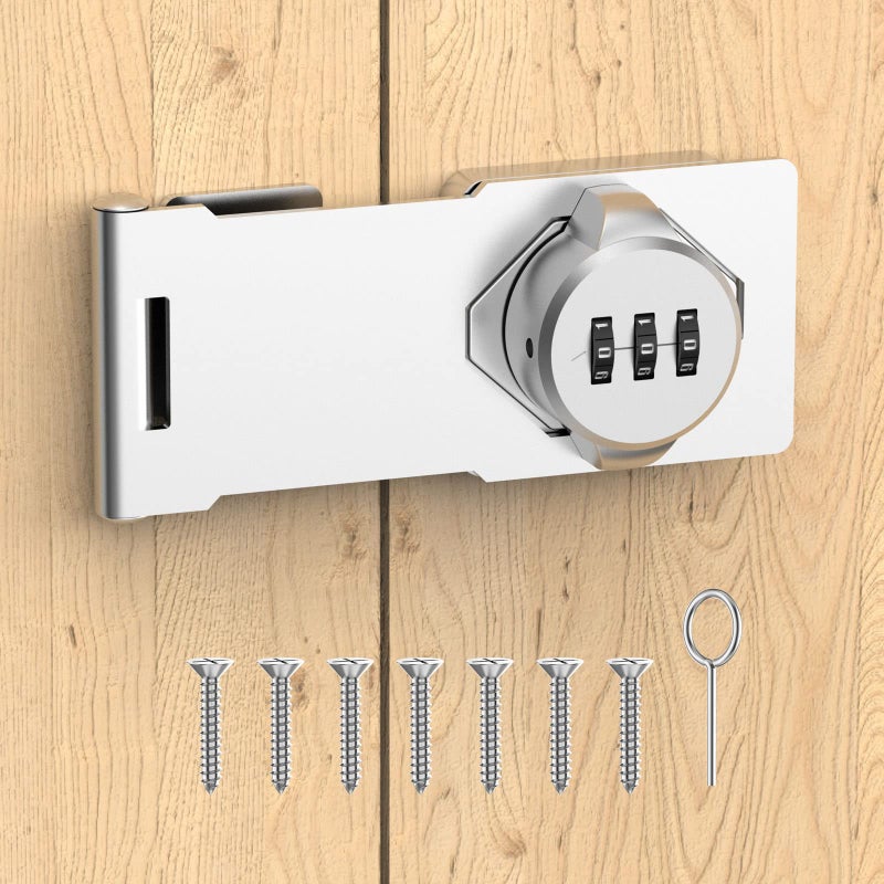 YogePote Mechanical Password Rotary Hasp Locks  Cabinet Locks With Combination  Door Security Gate Locks For Small Doors  Cabinets  Barn Door  Bathroom  Outdoor  Closet  Fence (Silver) - Image 1