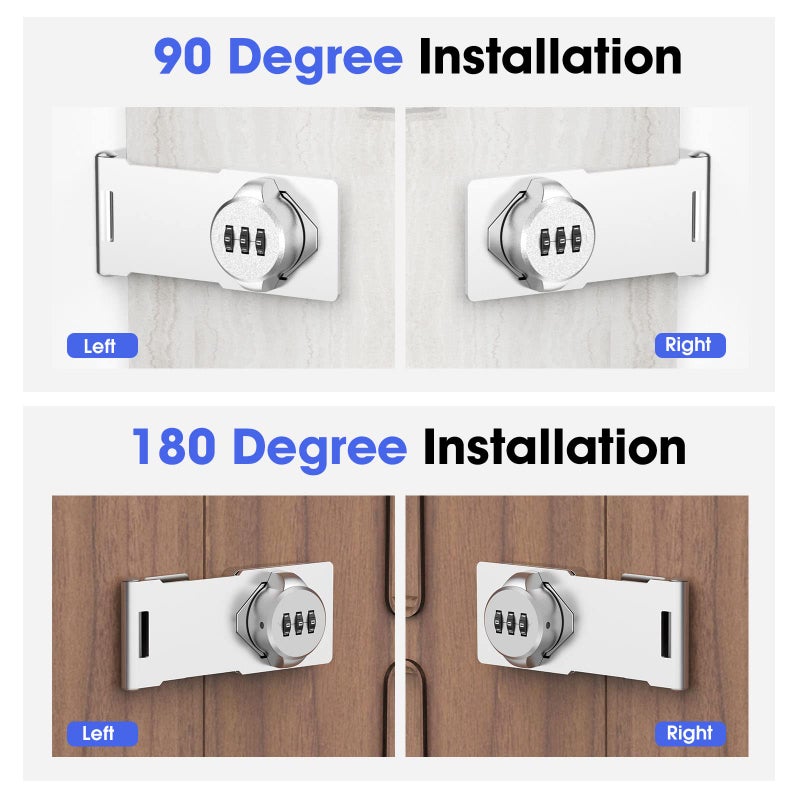 YogePote Mechanical Password Rotary Hasp Locks  Cabinet Locks With Combination  Door Security Gate Locks For Small Doors  Cabinets  Barn Door  Bathroom  Outdoor  Closet  Fence (Silver) - Image 4