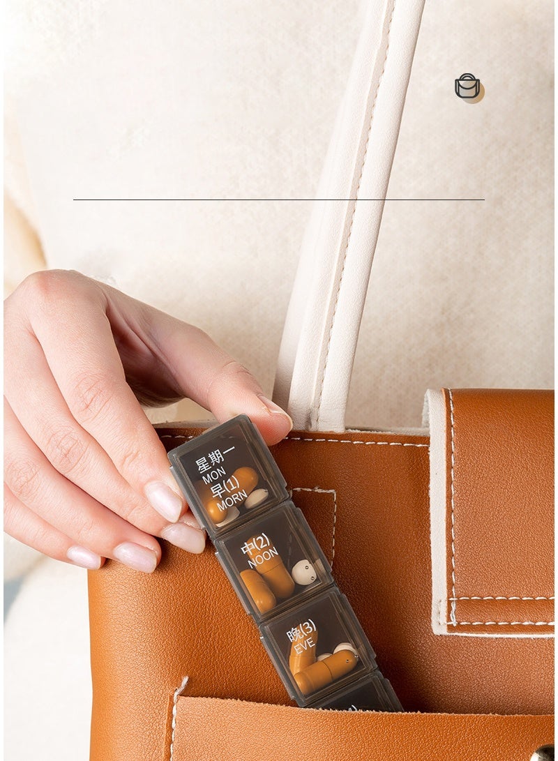 لبونير منظم حبوب الدواء 4 مرات في اليوم - منظم حبوب الدواء الاسبوعي 4 مرات في اليوم - صندوق حبوب كبير منظم ادوية لمدة 7 ايام، علبة تنظيم حبوب الدواء اليومية 4 مرات في اليوم للفيتامينات (بني داكن) - Image 3