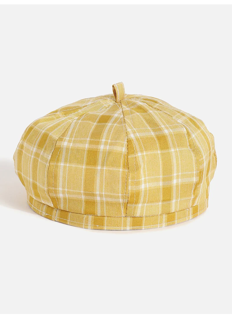 Haute Sauce Yellow Scottish Checked Textured Bakerboy Hat