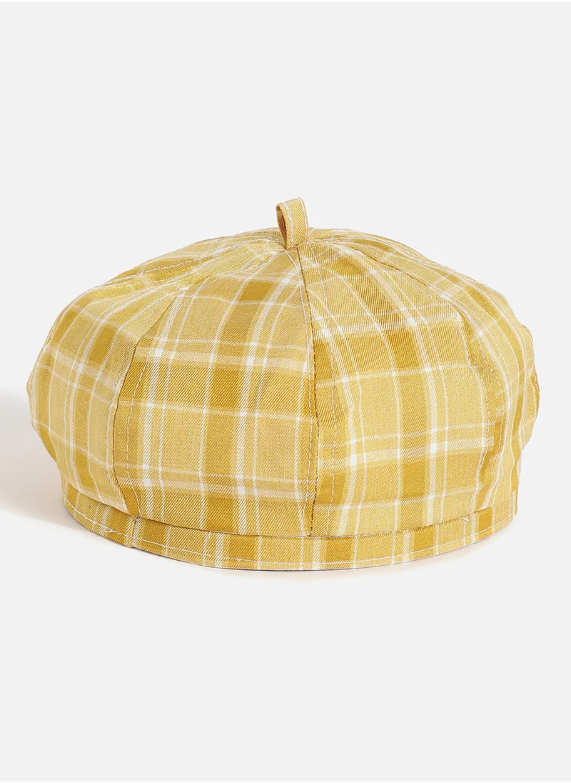 Haute Sauce Yellow Scottish Checked Textured Bakerboy Hat