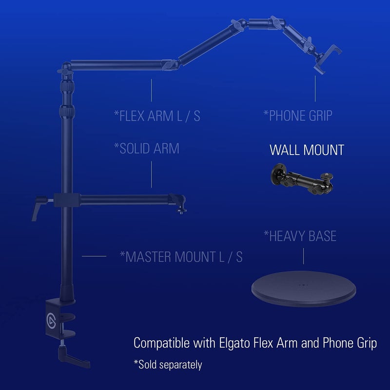 Elgato Wall Mount â€“ Sturdy Horizontal Articulated Arm with 1/4 inch Thread for Easy Mounting and Adjusting of Lights, Cameras, and Microphones, Perfect for Streaming, Videoconferencing, Studios - Image 2