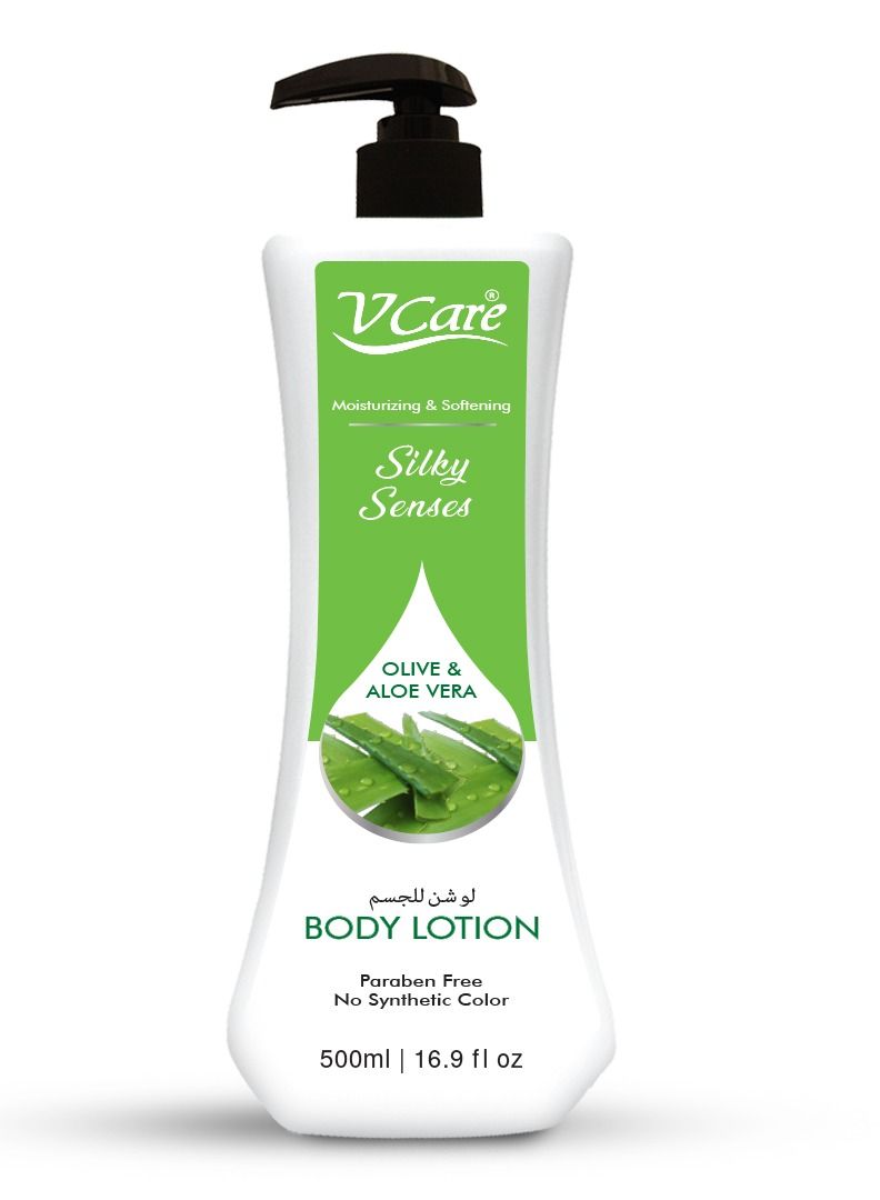 VCare Vcare Silky Senses Body Lotion 500ml Olive and Aloe Vera Extracts Moisturizing Body lotion for Dry and Rough Skin  - Image 1