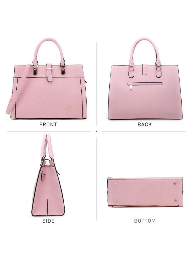 DASEIN Women's Handbag Flap-over Belt Shoulder Bag Top Handle Tote Satchel Purse Work Bag w/Matching Wristlet (Pink) - Image 2