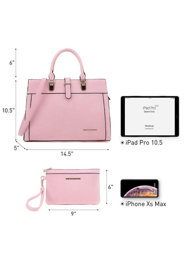 DASEIN Women's Handbag Flap-over Belt Shoulder Bag Top Handle Tote Satchel Purse Work Bag w/Matching Wristlet (Pink) - Image 3