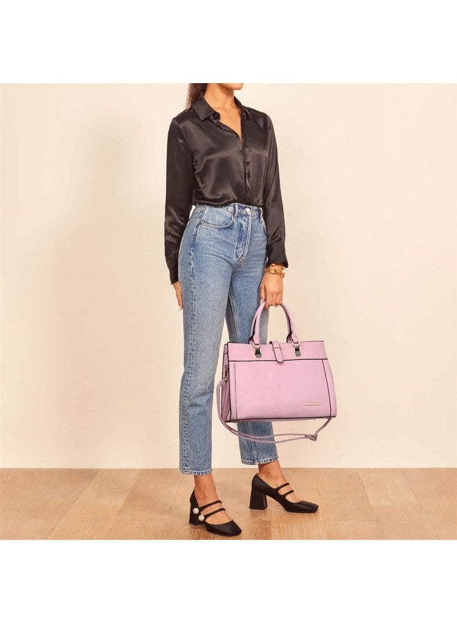 DASEIN Women's Handbag Flap-over Belt Shoulder Bag Top Handle Tote Satchel Purse Work Bag w/Matching Wristlet (Pink) - Image 1