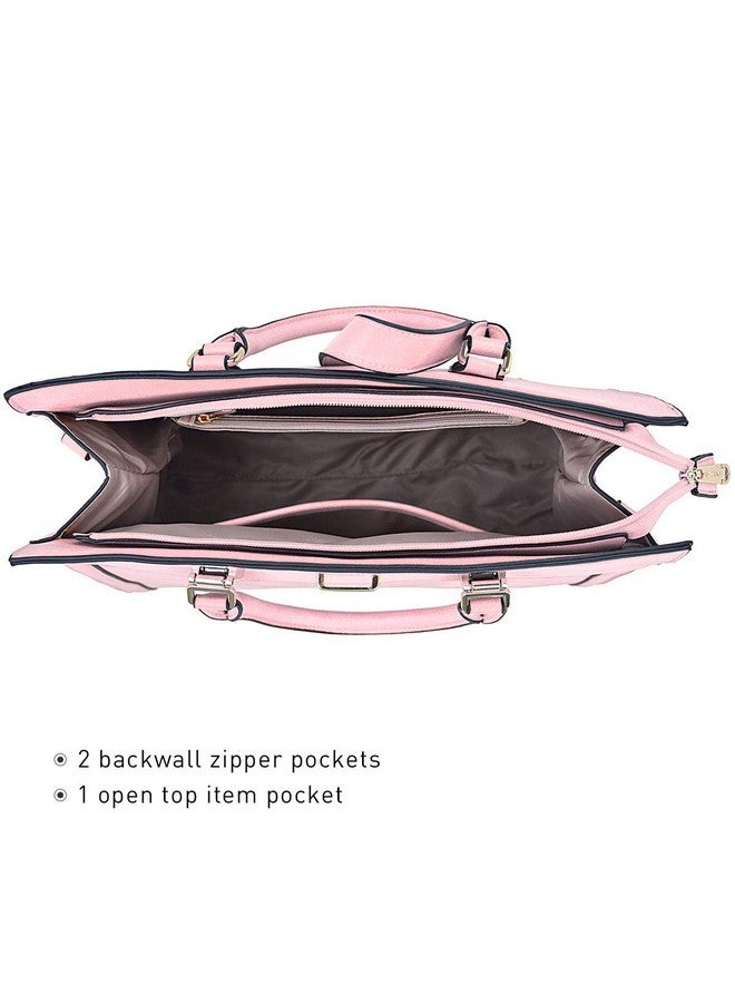 DASEIN Women's Handbag Flap-over Belt Shoulder Bag Top Handle Tote Satchel Purse Work Bag w/Matching Wristlet (Pink) - Image 4